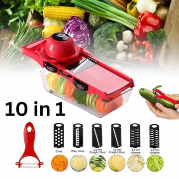 10-in-1 Mandoline Slicer | Vegetable Cutter, Grater & Peeler – Pink