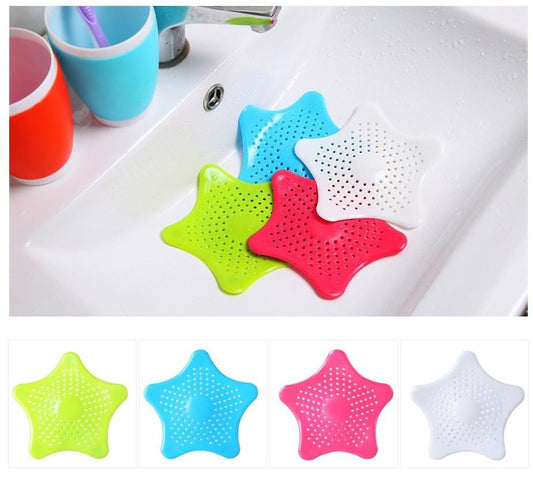 Silicone Rubber Star Fish Five-pointed Creative Star Sink Water Stopper Filter Sea Star Drain Hair Catcher & Stopper Cover Sink Strainer Leakage Filter for Kitchen and Bathroom (Random Color)