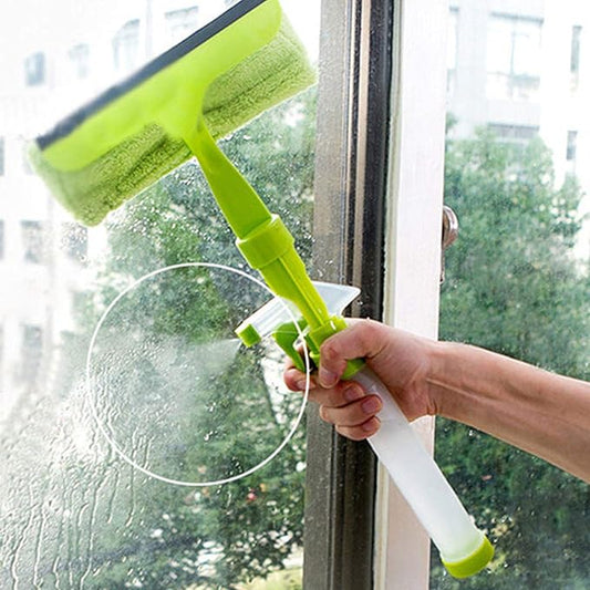 3 in 1 Fiber Wiper Sprayer  Wash, Wipe and Soak | Window Squeegee Kit, Cleaning Tool with Detachable Microfiber Cloth Rubber Scraper & Sprayer, Portable Window Cleaner Combo for Car, (Random color)