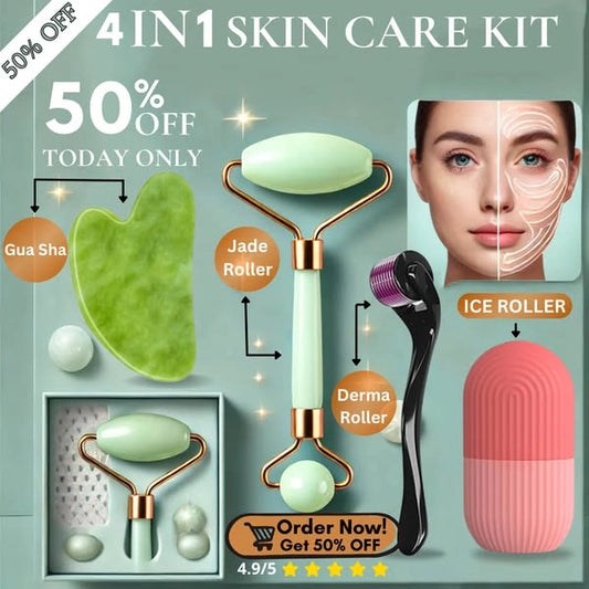 6-in-1 Skincare & Haircare Set – Jade Roller, Ice Roller, Derma Roller & Scalp Tools